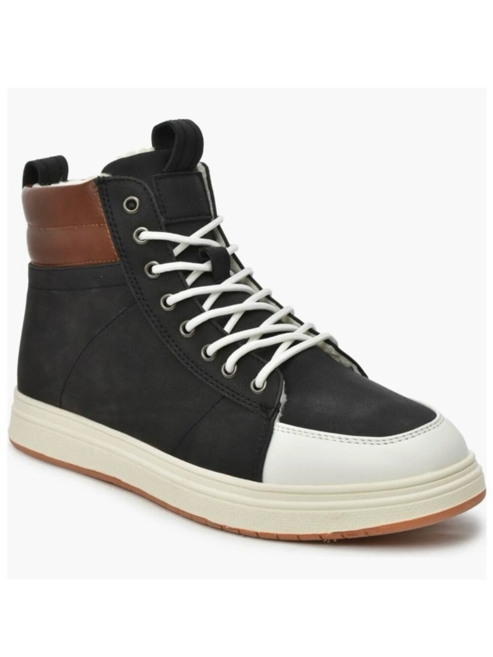 NWT Tahari Gorgeous Sz 11 Black Tan Faux Sherpa Lined High Top Men Sneaker Shoes